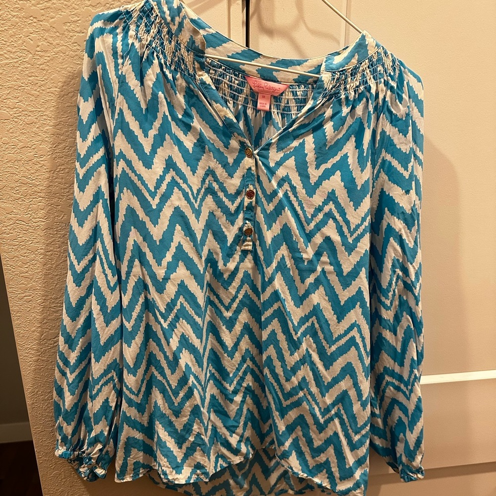 Lilly Pulitzer Elsa chevron striped blouse